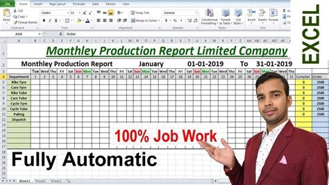 monthly productivity report template excel
